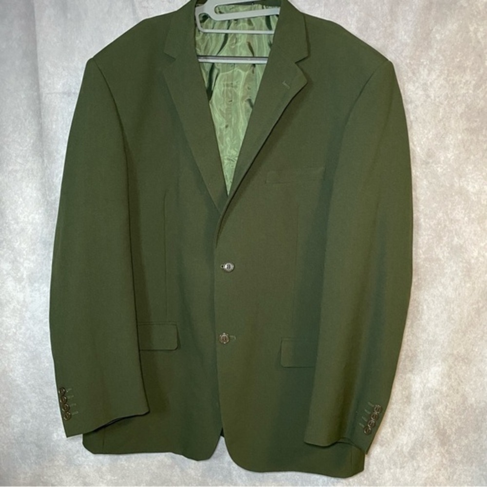 LUCCI Men's Olive Green 2-Button Classic-Fit Polyester Suit Jacket‎ blazer